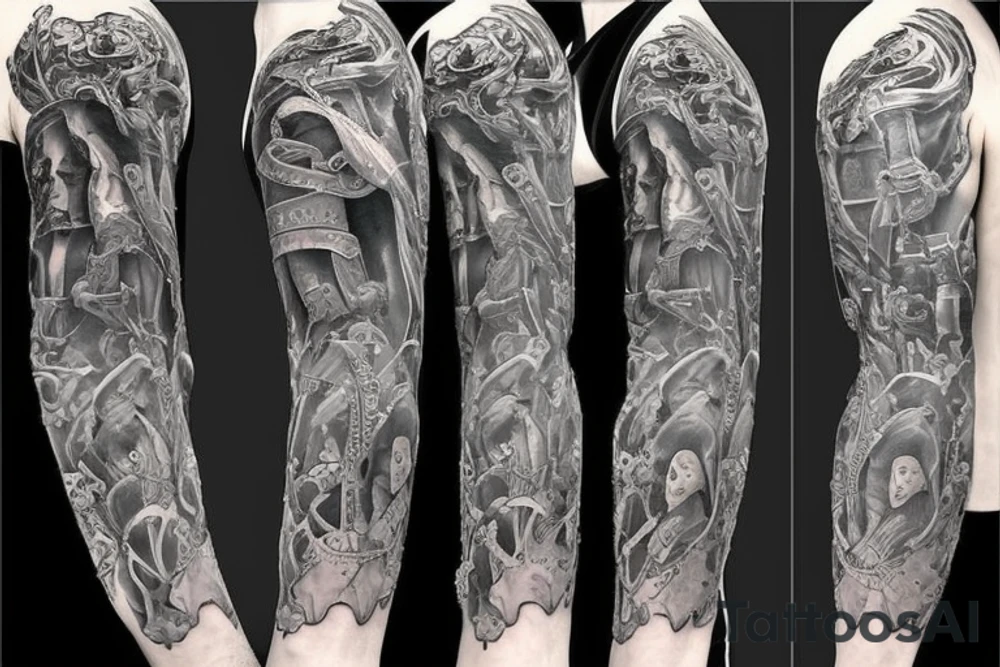 Full plate arm holy knight tattoo idea