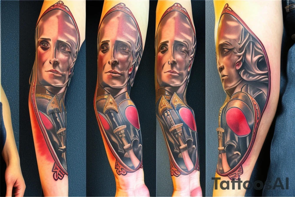 Full plate arm holy knight tattoo idea