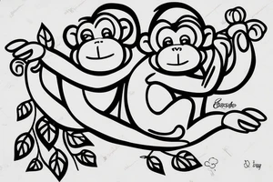 funny monkey on a tree tattoo idea