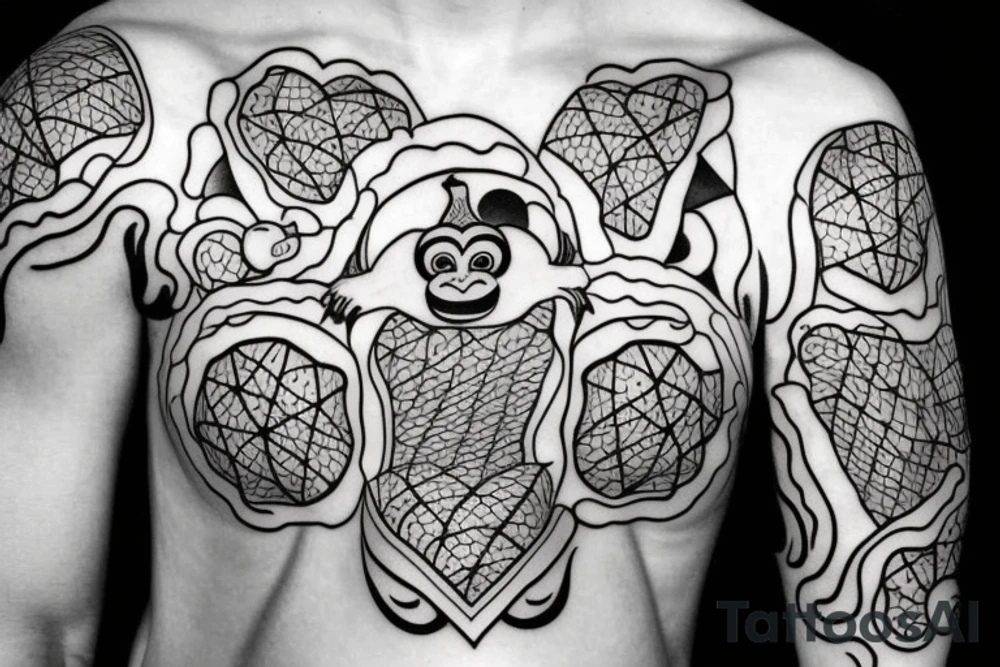 funny monkey on a tree tattoo idea