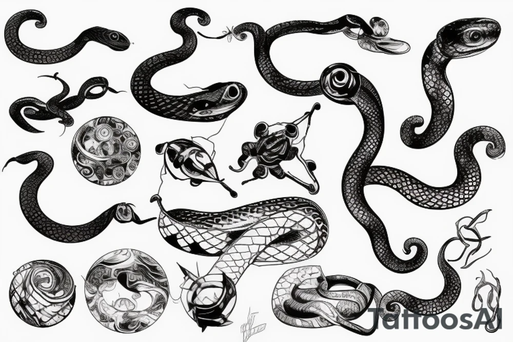 Snake, space, architecture tattoo idea