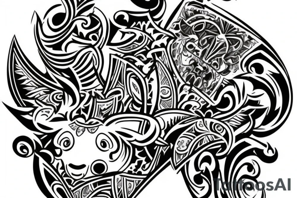 bull terier in front side neotraditional style tattoo idea