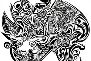 bull terier in front side neotraditional style tattoo idea
