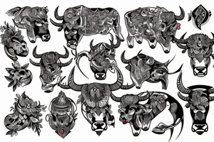 bull terier in front side neotraditional style tattoo idea