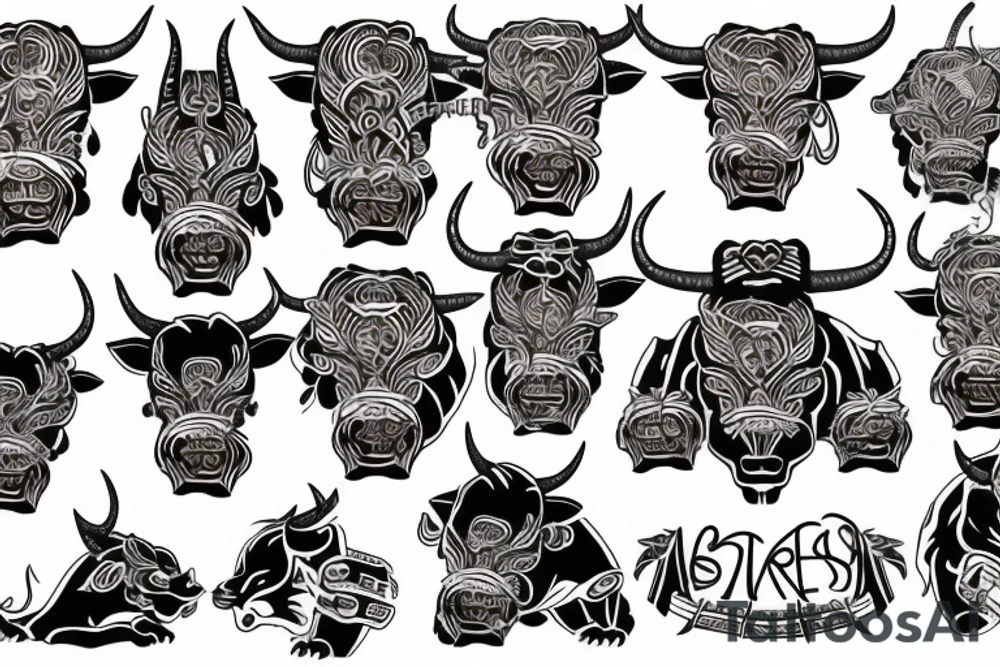 bull terier in front side neotraditional style tattoo idea