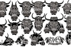 bull terier in front side neotraditional style tattoo idea