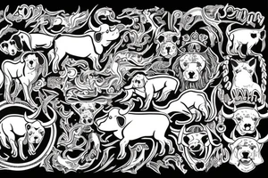 bull terier dog in front side neotraditional style tattoo idea