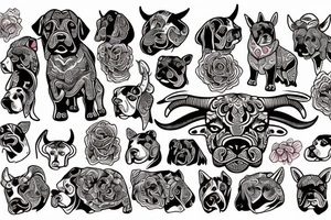 bull terier dog in front side neotraditional style color tattoo idea