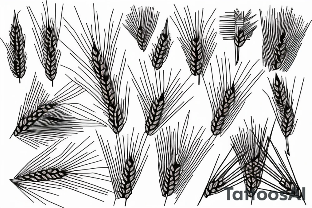 Ukrainian minimalist embroidery spike of wheat tattoo idea