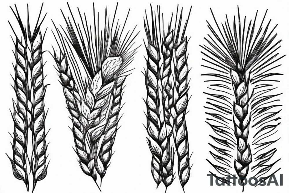 Ukrainian minimalist embroidery spike of wheat tattoo idea