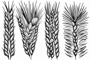 Ukrainian minimalist embroidery spike of wheat tattoo idea