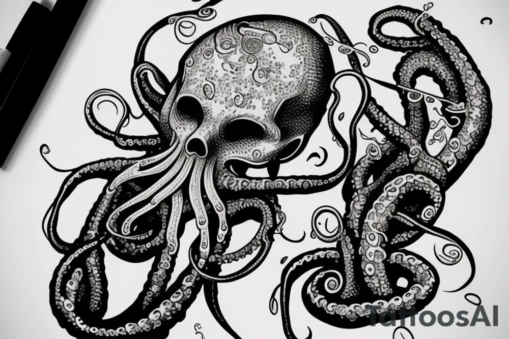 Howard Lovecraft portrait with a tentacles around tattoo idea