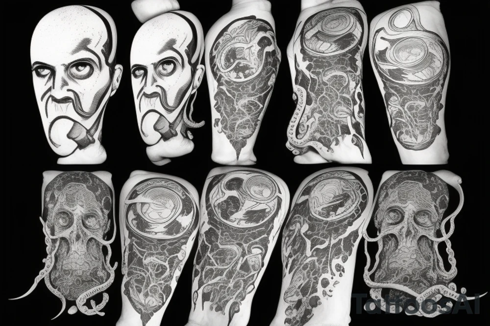 Howard Lovecraft portrait with a tentacles around tattoo idea