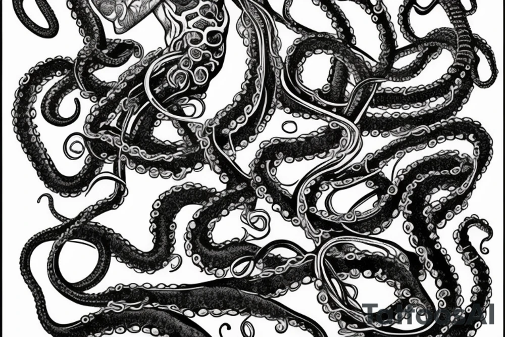 Howard Lovecraft portrait with a tentacles around tattoo idea