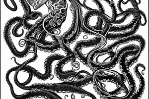 Howard Lovecraft portrait with a tentacles around tattoo idea