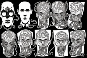 Howard Lovecraft portrait with a tentacles around head tattoo idea