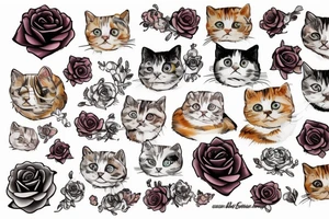 Amber cat with white rose tattoo idea