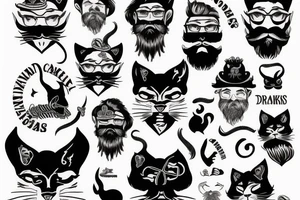 Drakkar with sailors cats with beards tattoo idea