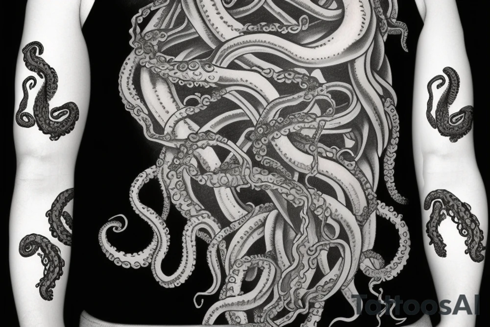 Cthulhu with tentacles destroy city tattoo idea