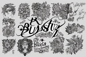 artistic writing of the name "Büşra" tattoo idea