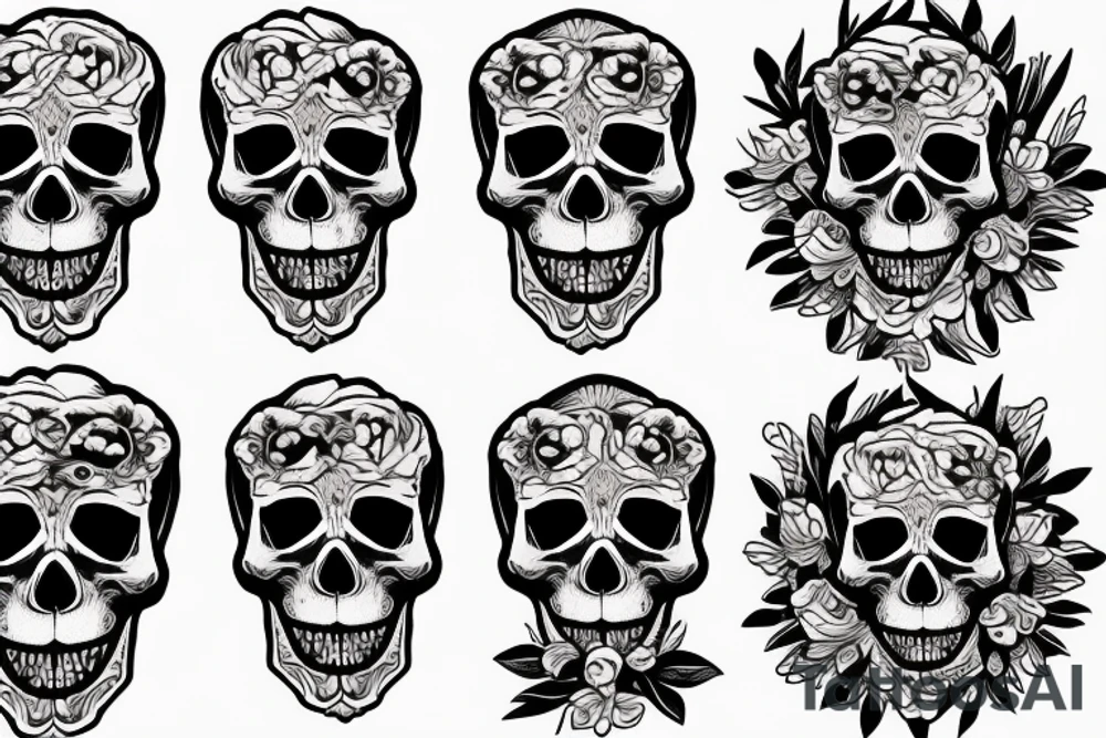 Skull peony tattoo idea