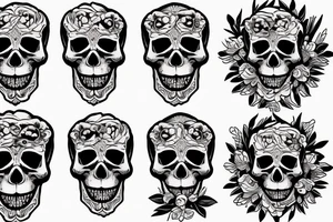 Skull peony tattoo idea