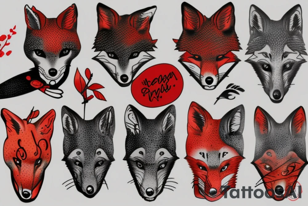 Trashpolka fox red black tattoo idea