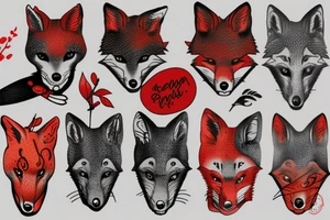 Trashpolka fox red black tattoo idea