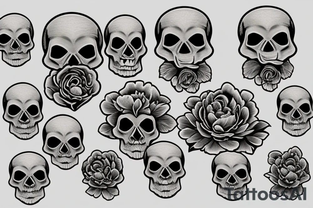 Skull peony tattoo idea