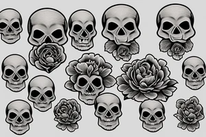 Skull peony tattoo idea
