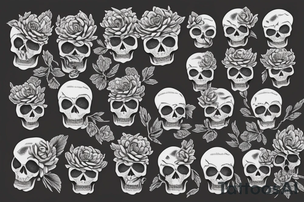 Skull peony tattoo idea