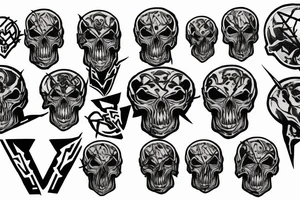 Doom slayer sigil, in center of crashed skull tattoo idea