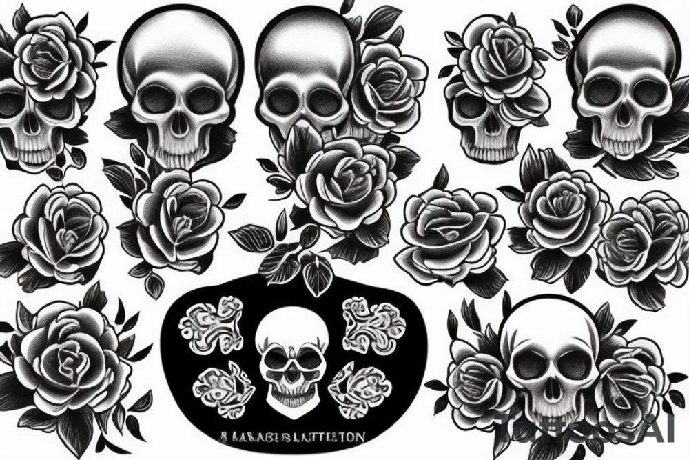 Skull peony tattoo idea