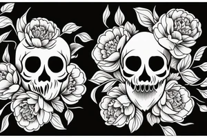Skull peony tattoo idea