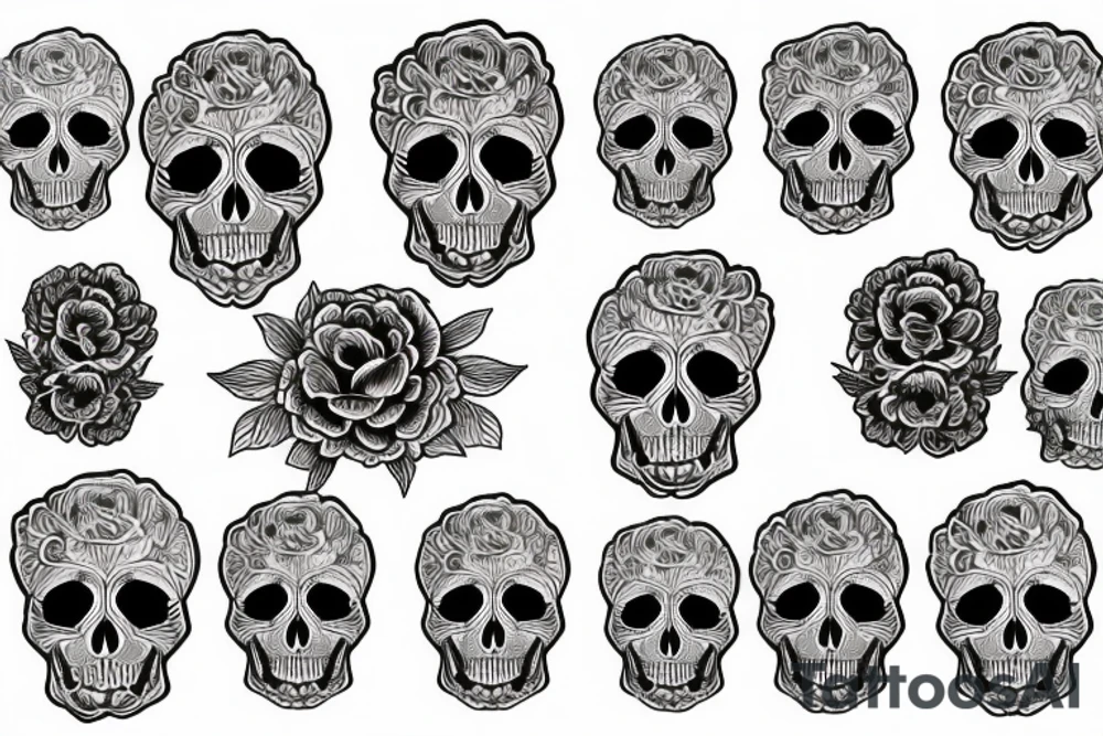 Skull peony tattoo idea
