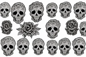 Skull peony tattoo idea