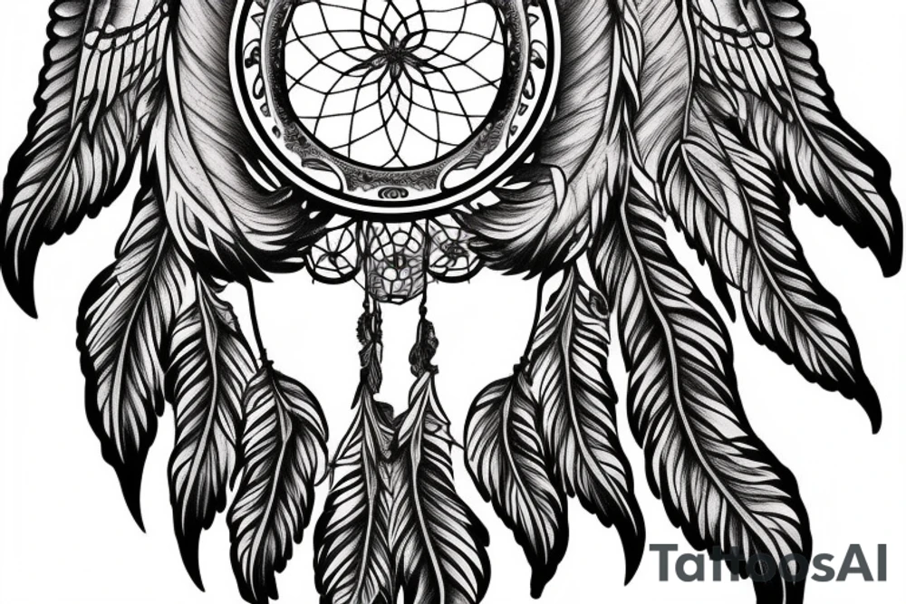 dreamcatcher with wings on the sides and space inside tattoo idea