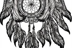 dreamcatcher with wings on the sides and space inside tattoo idea