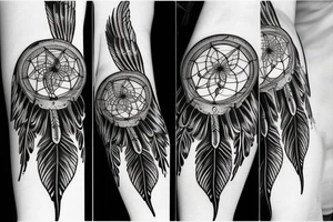dreamcatcher with wings on the sides and space inside tattoo idea
