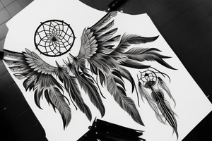 dreamcatcher, wings, galaxy tattoo idea