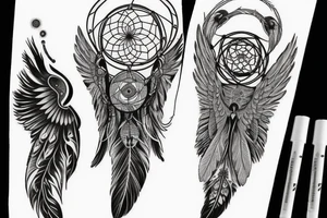 dreamcatcher, wings, galaxy tattoo idea