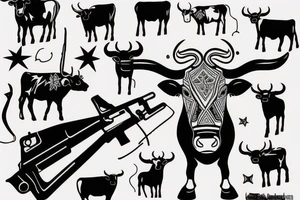 black cow with ak47 tattoo idea