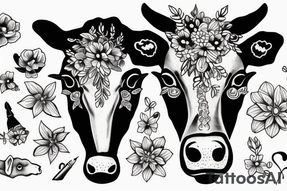 black cow with ak47 tattoo idea
