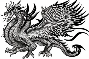 dragon 4 feet 2 wings beautiful interesting to hand tattoo idea