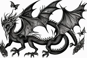 dragon 4 feet 2 wings beautiful interesting to hand tattoo idea