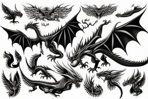 dragon 4 feet 2 wings beautiful interesting to hand tattoo idea