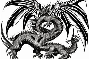 dragon 4 feet 2 wings beautiful interesting to hand tattoo idea