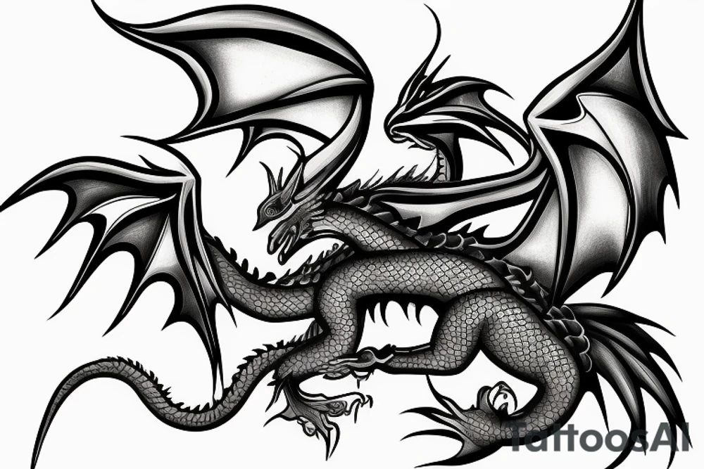 dragon 4 feet 2 wings beautiful interesting to hand tattoo idea