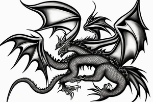 dragon 4 feet 2 wings beautiful interesting to hand tattoo idea