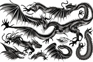 dragon 4 feet 2 wings beautiful to hand tattoo idea